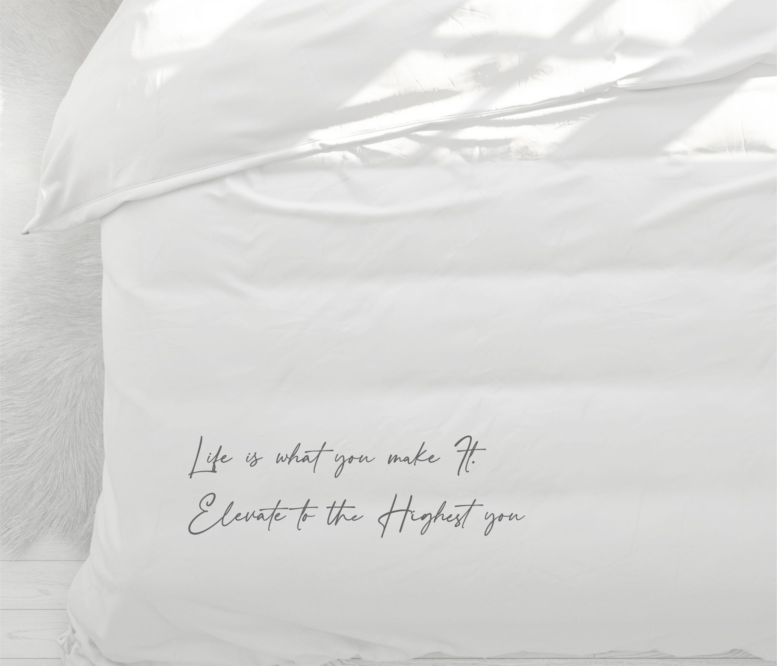 סט מצעים לבן מכותנה או מבמבוק דגם פרח החיים