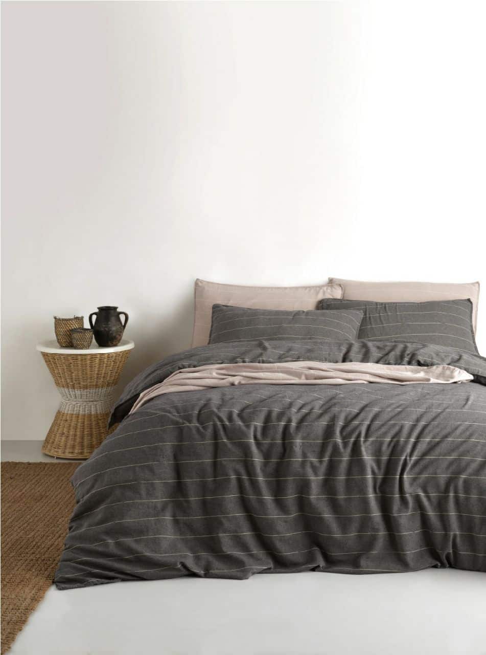 סט מצעי כותנה א-אורה וינטג' אפור כהה