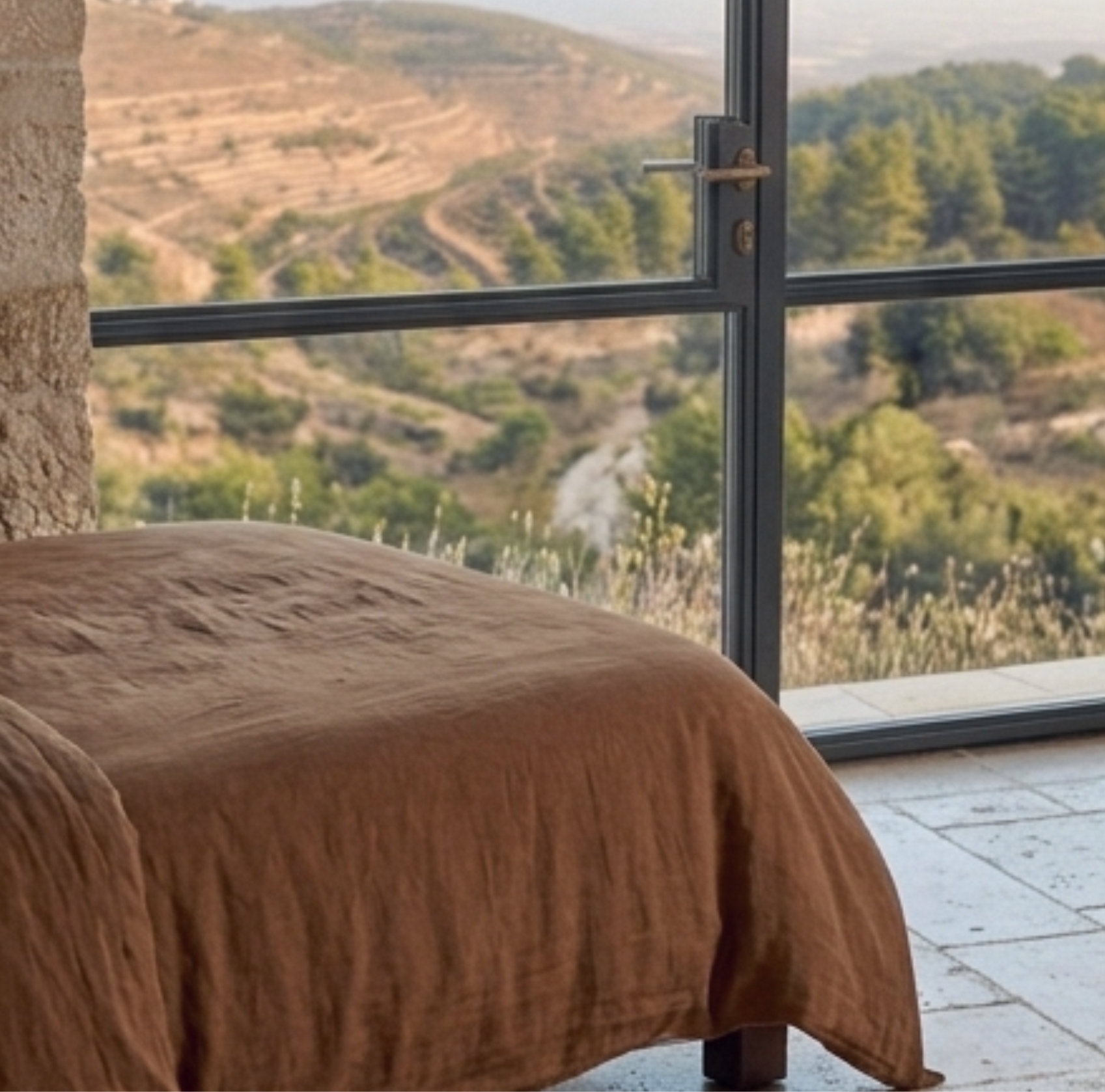 סט מצעים 100% פשתן בצבע חום אגוז: היוקרה הטבעית של שינה מאוזנת
